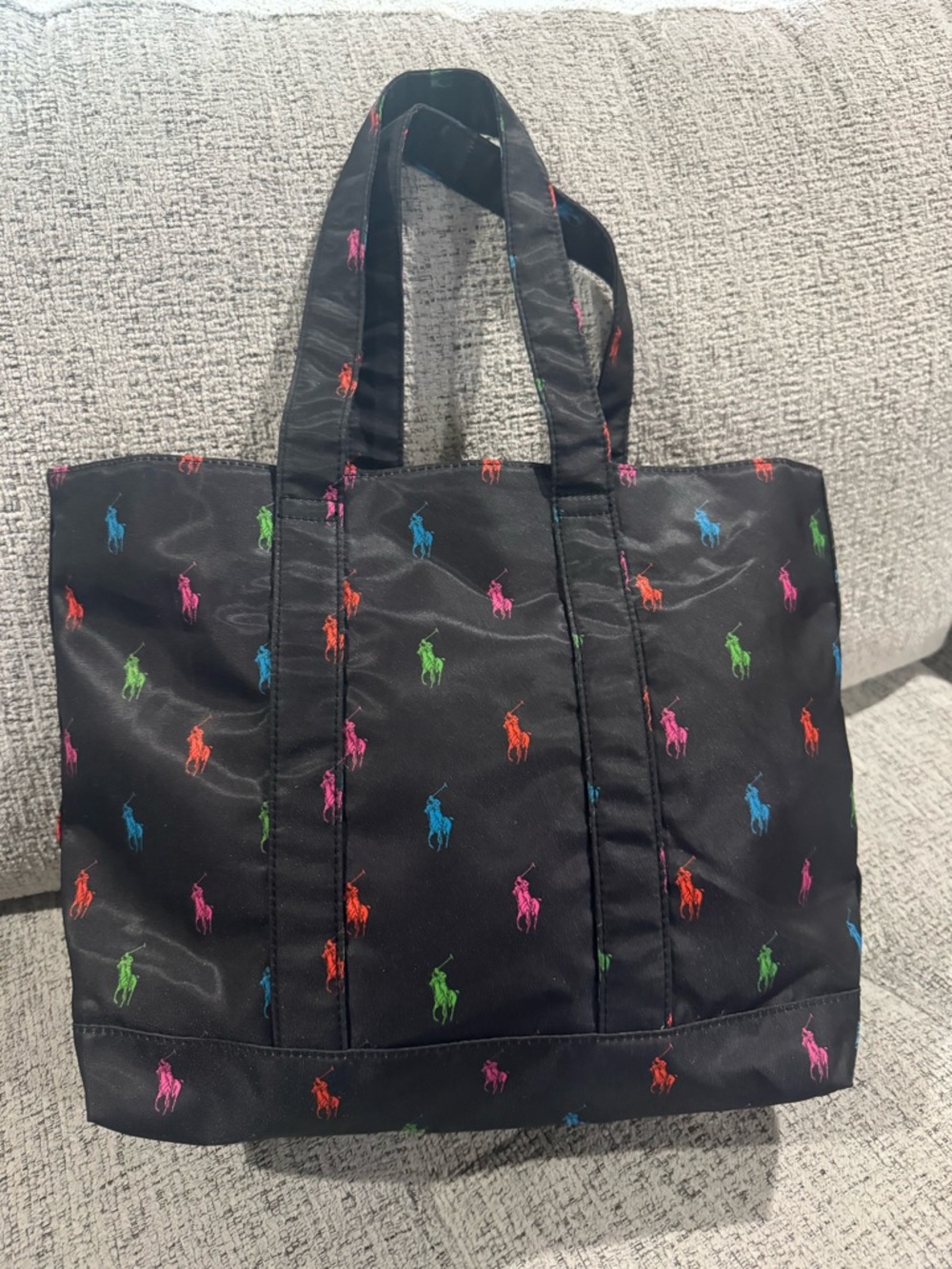 Ralph Lauren Black Tote with Multicolor Polo Player - Picture 2 of 5